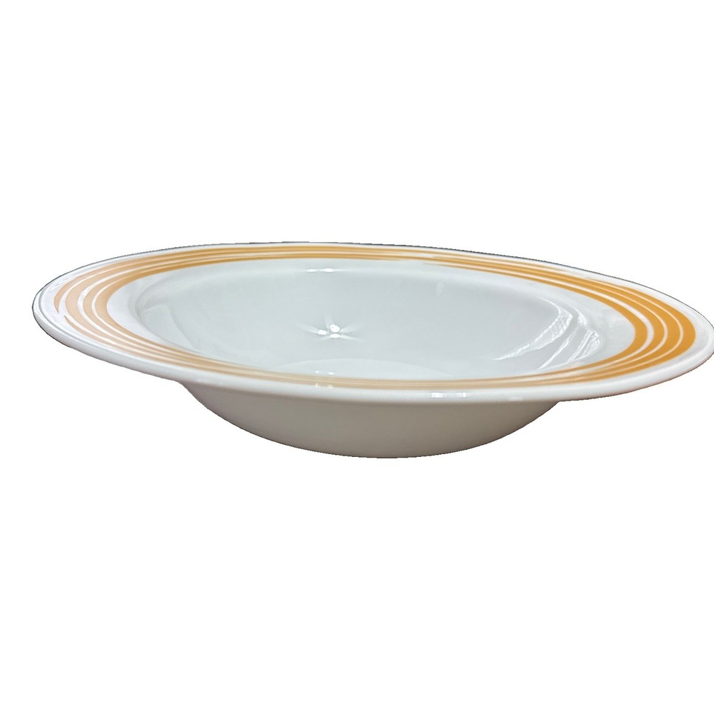 Vintage Strokes Of Color Brushed Lemon Large Wide Rim Pasta Bowl Corelle 90s